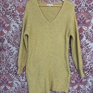 AMERICAN EAGLE M knit V-Neck sweater dress in mustard yellow EUC